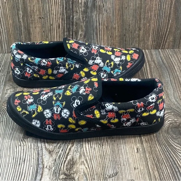 Disney Mickey and Minnie Mouse Women's Size 7 Black Canvas Slip On Sneakers - Picture 8 of 13